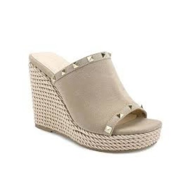 Marc Fisher Shoes - MARC FISHER “Zyme” Square Toe Studded Espadrille Wedges  Size 11M